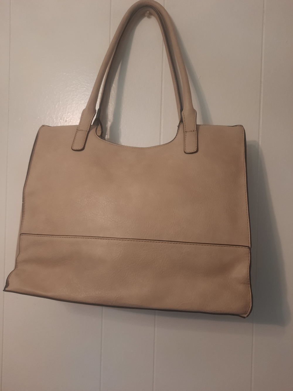 Bueno Beige Structured Tote with Dual Top Handles
